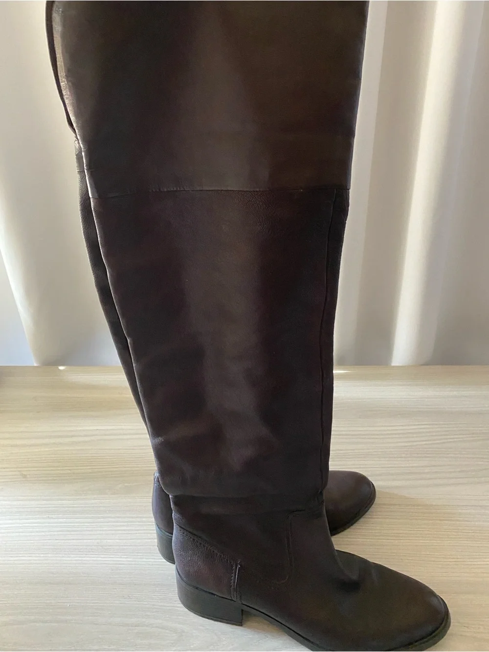 Boho festival equestrian Women’s Over-the-Knee Dark Brown Leather Boots